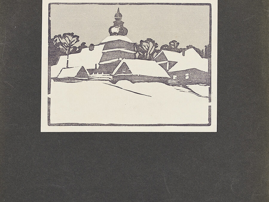 Filipkiewicz Stefan Kościółek wiejski [Cerkiew zimą], przed 1914