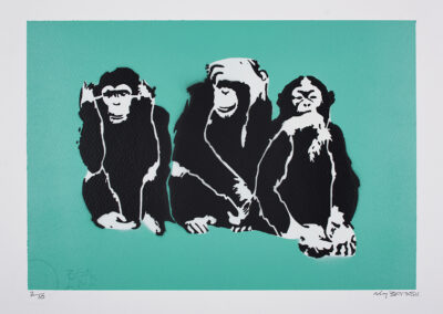 Banksy, 3 wise monkeys, 2019